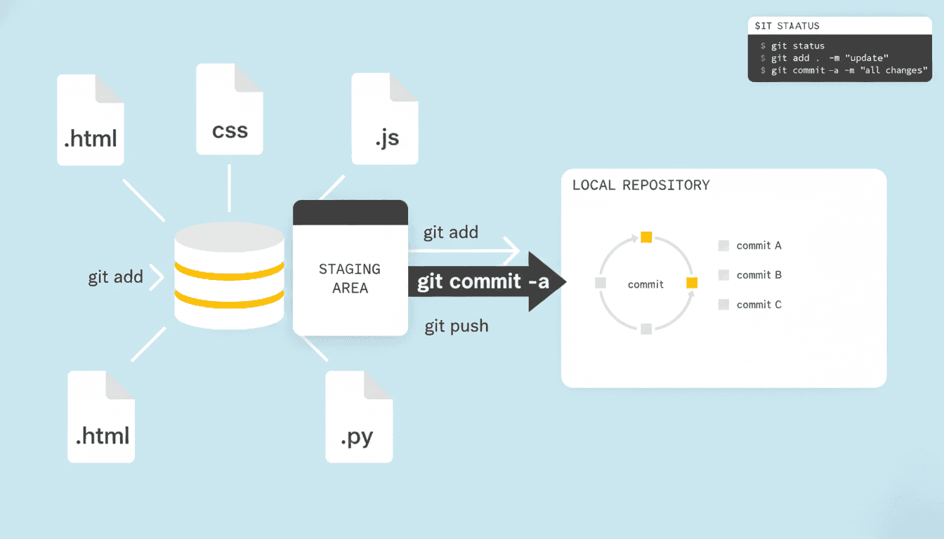 فهم الأمر git commit -a في Git (دليل سهل للمبتدئين)